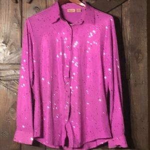 Pink Wrangler sequined snap blouse never used